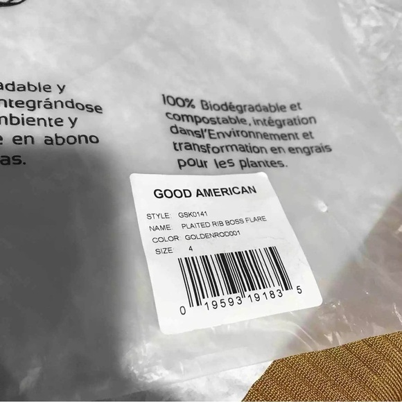 NWT Good American Plaited Rib Boss Flare Goldenrod pants - Picture 10 of 10